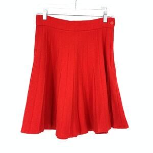Vintage 70s A-Line Pleated Skirt Womens Size 28" Red Wool Blend